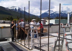 Bruce building the rear gable end.